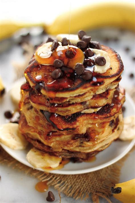 Malted Chocolate Chip Banana Pancakes Baker By Nature