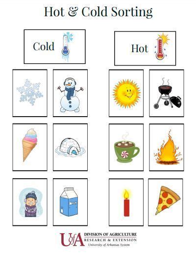FREE PRINTABLE Hot Cold Sorting Activity Education Skills Sorting Activities Activities