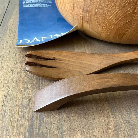 Mid Century Dansk Teak Salad Bowl With Tongs Etsy