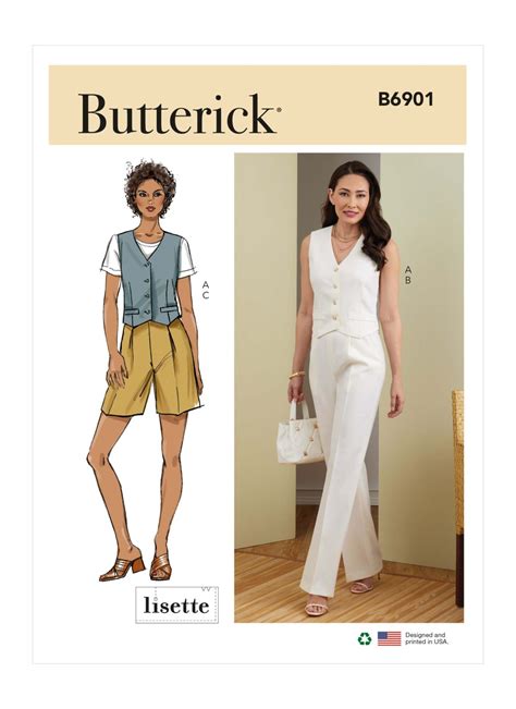 Butterick Sewing Pattern B Lisette Misses Waistcoat Trousers And