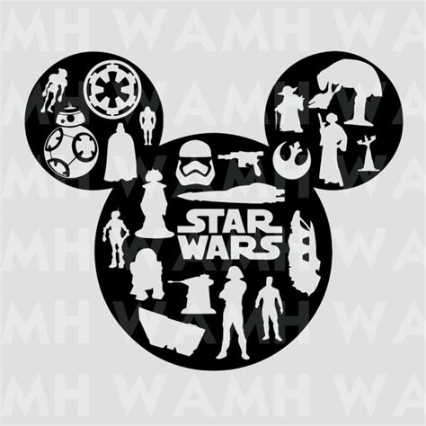 Star Wars Mickey Head Disney Inspired Svg Dxf Png File Etsy