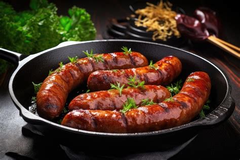 Premium Ai Image Pan Fried Homemade Poultry Sausages