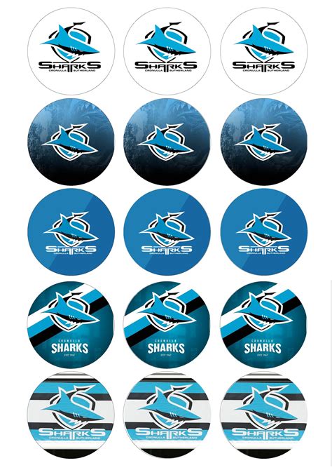 RUGBY NRL Cronulla Sharks Themed Edible Cupcake Toppers Itty Bitty