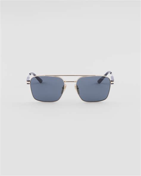 Graphite Lenses Sunglasses With Iconic Metal Plaque Prada