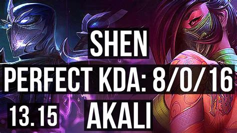 Shen Vs Akali Top 8016 6 Solo Kills Legendary 900k Mastery