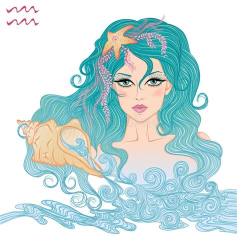 Astrological Sign Aquarius As Beautiful Girl Stock Illustrations 59