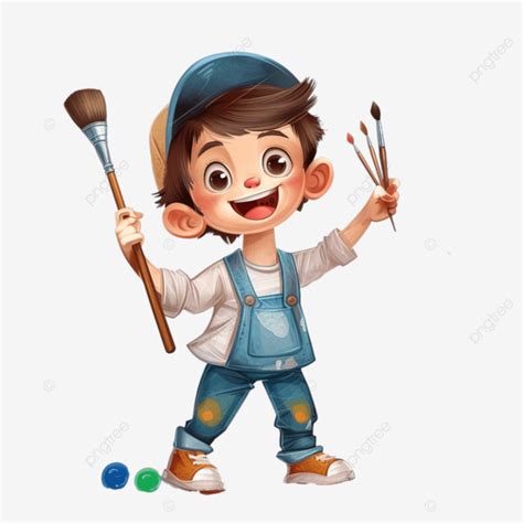 Cute And Happy Painter Boy, Paint, Person, Art PNG Transparent Image ...