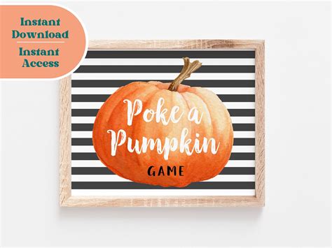 Poke A Pumpkin Game Sign Printable Party Game Sign Fall Party Decor