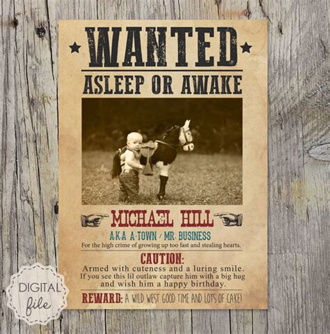 Wanted poster Wild West theme Personalized printable | Etsy