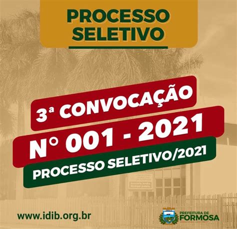 Prefeitura de Formosa realiza 3ª convocação do processo seletivo