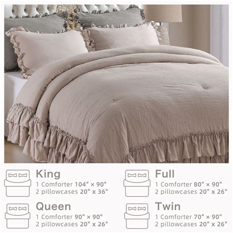 Masaca Taupe Ruffle Full Size Comforter Setsfarmhouse Shabby Boho Chic
