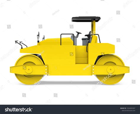 Yellow Road Roller Isolated 3d Rendering Stock Illustration 1024095397