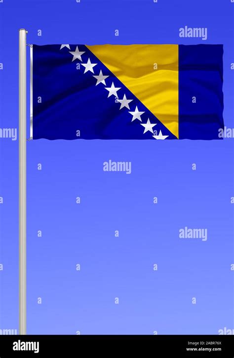 Flagge Von Bosnien Und Herzegowina Stock Photo Alamy