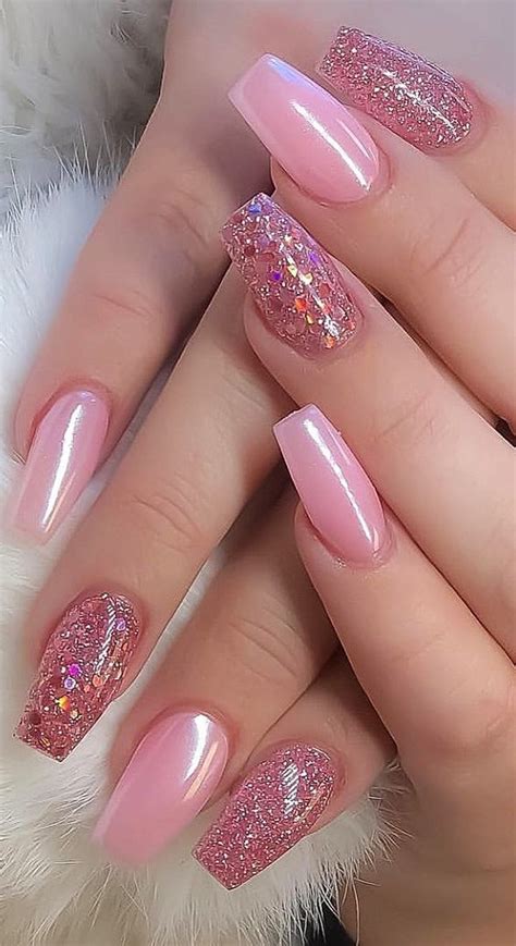 Nageldesign Pink Glitzer Nagel Design