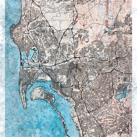 city map  sf grunge wall art digital art