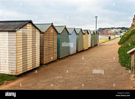 A Row Of Beach Huts Budleigh Salterton East Devon Uk Stock Photo Alamy