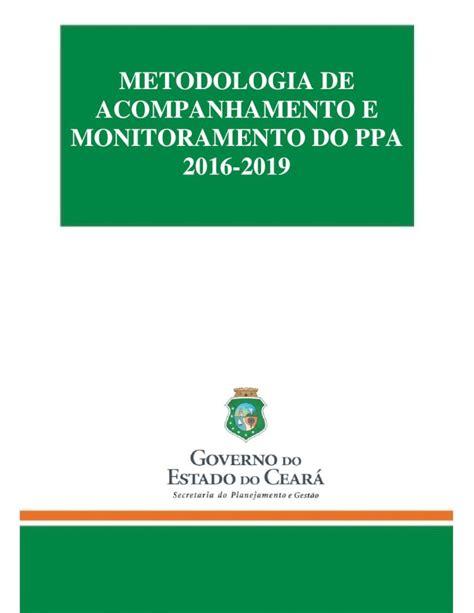 Pdf Metodologia De Acompanhamento E Monitoramento Do Ppa Final