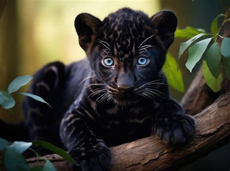 Premium AI Image | Closeup of a cute black panther cub