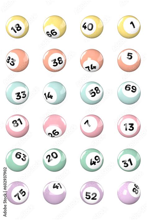 Collection of pastel multi coloured bingo balls in PNG format. 3D rendered bingo balls. Stock ...