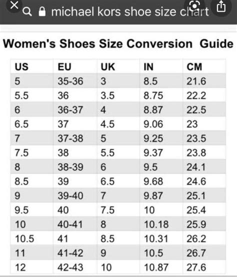 Shoe Size Michael Kors Size Guide Atelier Yuwaciaojp