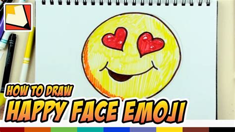 How to Draw a Happy Face Emoji - Emoticon with Hearts - Art for Kids ...