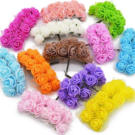 144pcs Pack 2cm Mini Foam Rose Artificial Flower For DIY Wreath