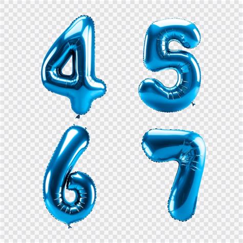 N Meros De Globos Azules En Un Fondo Transparente Archivo Psd Premium