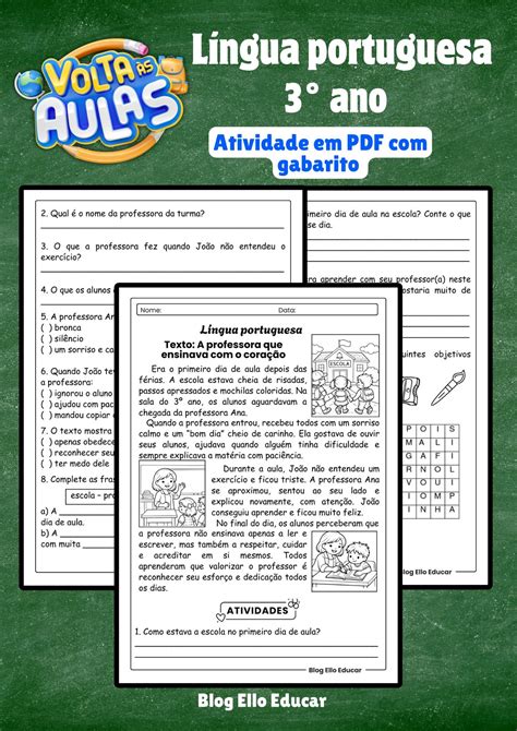 Atividade Volta As Aulas 3 Ano Fundamental - Atividades de Volta às Aulas 3° ano: PDF gratuito e Plano de Aula