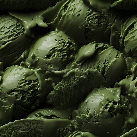 Dark Matcha Green Tea Ice Cream Flavors In Seamless Pattern Style