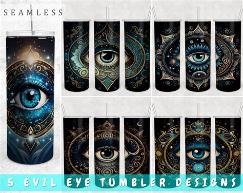 Evil Eye Tumbler Wraps Bundle 20 Oz Skinny Tumbler Mystical PNG By