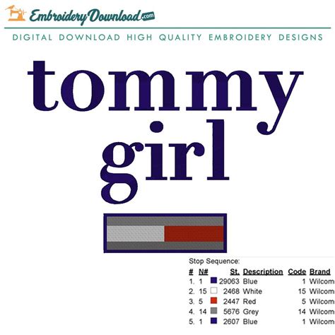 Tommy Girl Embroidery Designs Download - EmbroideryDownload