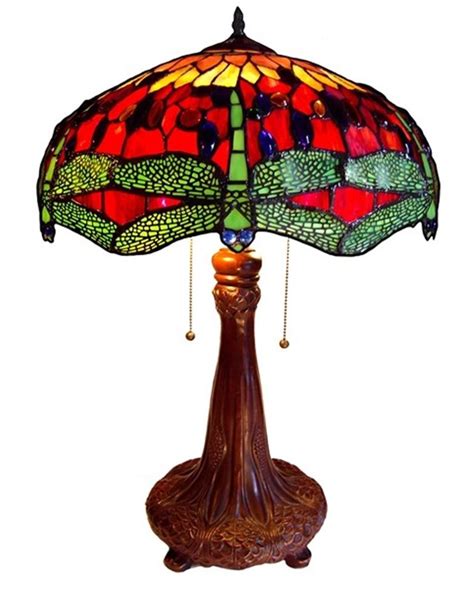 Red Dragonfly Tiffany Style Table Lamp Stained Glass 18 Shade 1049dr18 T Ebay