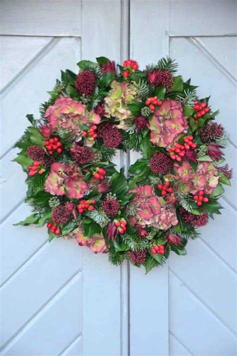 Luxury Fresh Hydrangea Christmas Wreath Shop Beyond The Barn