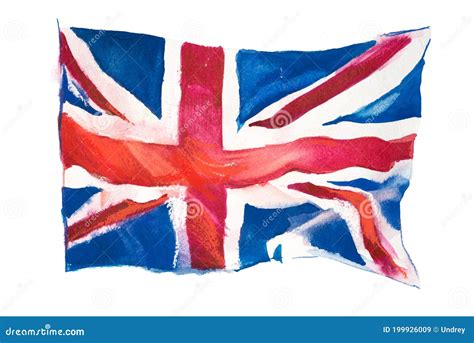 United Kingdom British Flag Hand Drawn Watercolor Illustration Stock Image Image Of England