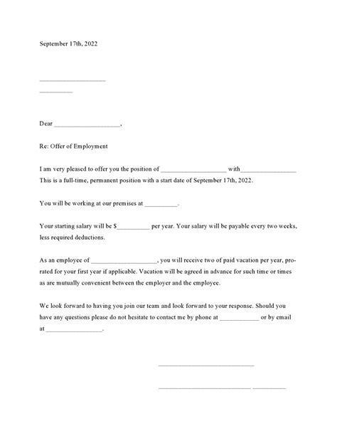 Professional Employment Offer Letter Templates Word