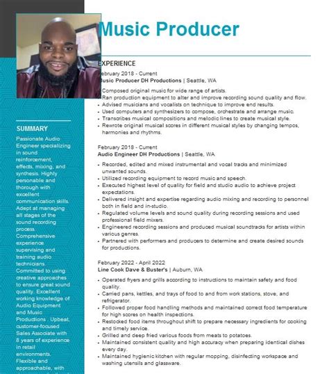 Music Producer Resume Example