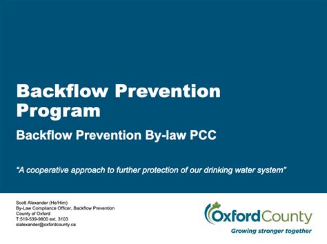 Backflow Prevention Program Speak Up Oxford