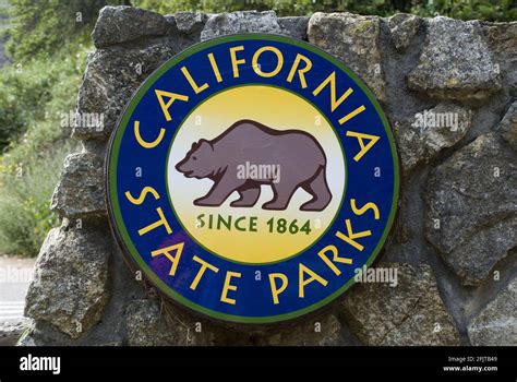 Big Sur United States May 11 2016 Circular Blue And Yellow California State Parks Logo