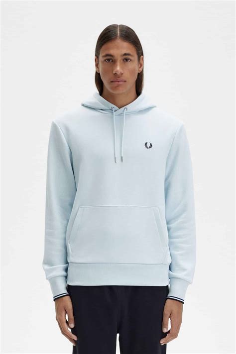 Buy Fred Perry Tipped Hooded Sweatshirt Light Ice Scandinavian