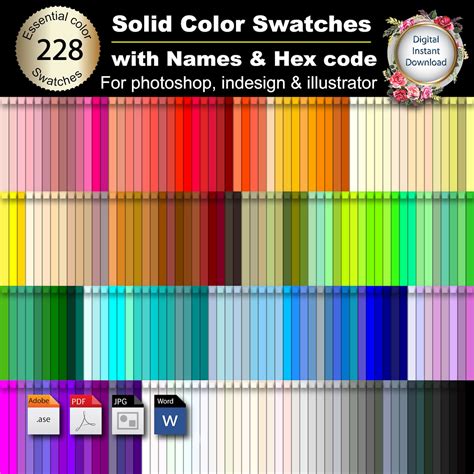 solid color swatches  names hex codes digital  etsy