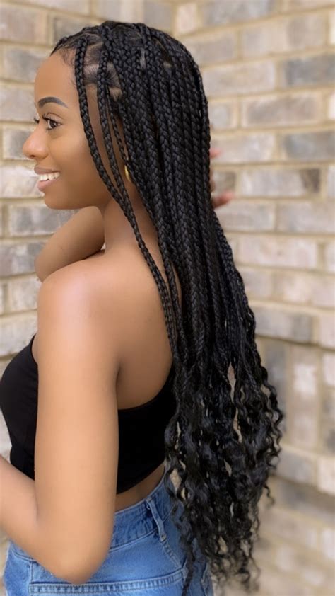 Knotless Goddess Box Braids 🌟 Feed In Braids Hairstyles Black Hair