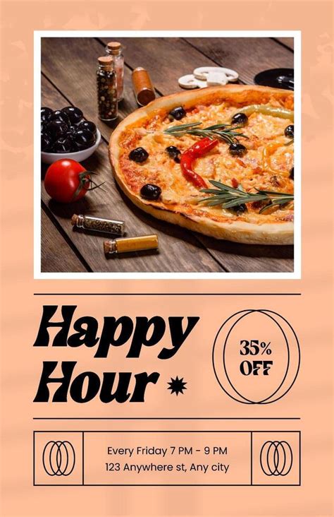 Peach Fuzz Happy Hour Poster Template