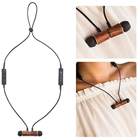 Wood Bluetooth Headphones Magnetic Wear On The Go Necklace Style