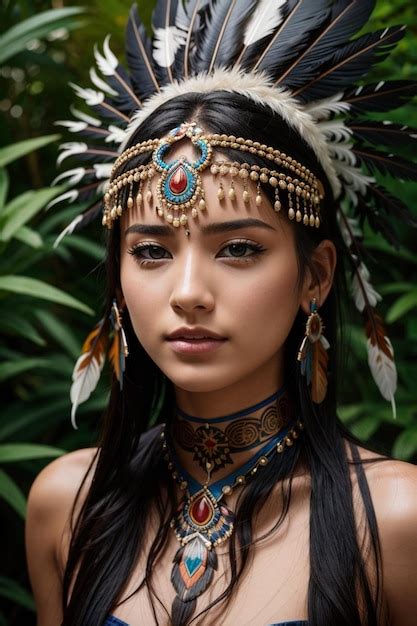 Premium Ai Image Beautiful Sexy Native American Woman In Traditional Tribal Costume