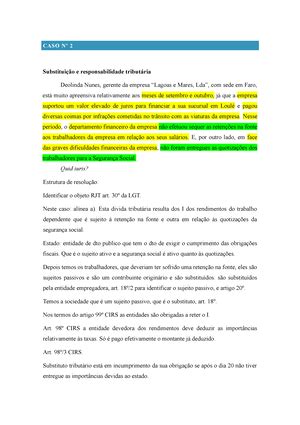 Casos Práticos Direito Fiscal 2022 2023 Faculdade de Direito da