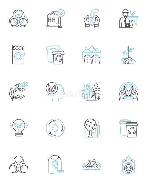 Environmental Conservation Linear Icons Set Sustainability Recycling