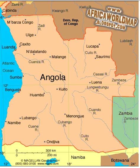 Angola World Map and Information