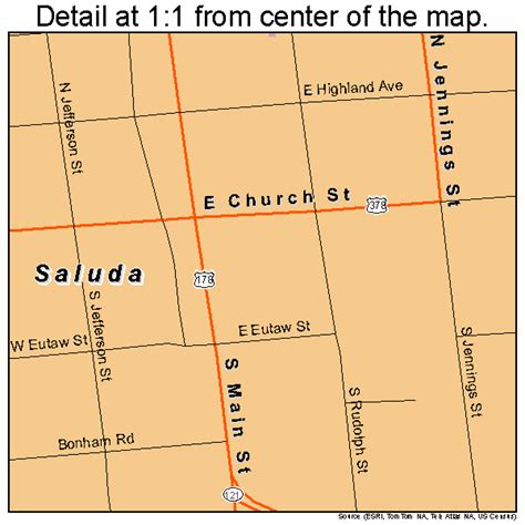 Saluda South Carolina Street Map 4563250