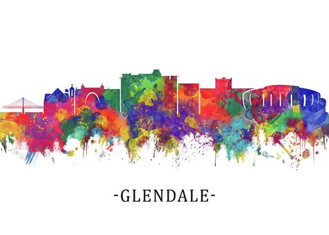 Glendale Arizona Skyline Mixed Media By NextWay Art Fine Art America