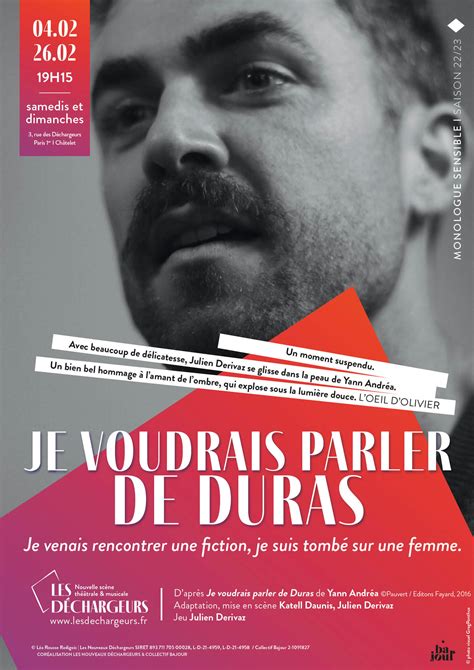 JE VOUDRAIS PARLER DE DURAS Pièce de théâtre contemporain Billet